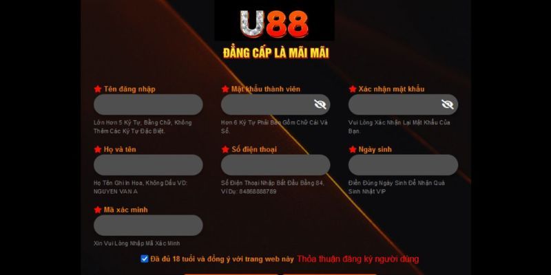 Đăng ký U88 dễ dàng và tiết kiệm thời gian 